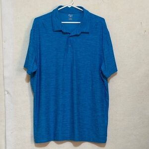 Members Mark Men's Large Heather Blue Short-Sleeve Polo - Classic Performance